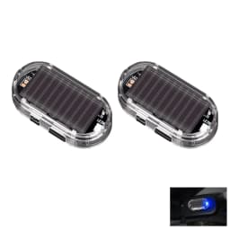 2PCS Solar Powered Car Fake Security Light Blue/Red Simulated Wireless Warning Lights Anti-Theft Alarm Flashing Signal Lamp