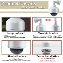 Fake Dummy Camera Outdoor IP54 Rainproof Security Surveillance Flash Dome Camera with CCTV Warning Sticker Easy to Install