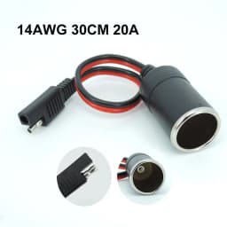 12V 24V Car Female Cigarette Lighter Socket to SAE 2 Pin Quick Release Disconnect Connector Plug 14AWG 20A Extension Cable H2