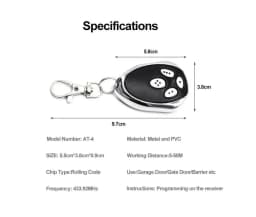 Newest Alutech AT-4 AR-1-500 ASG 600 AN-Motors AT-4 ASG1000 Remote Control 433MHz Dynamic code 4 Buttons Garage Door Opener