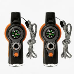 7in1 Emergency Survival Function Whistle Outdoor Multifunctional Survival Whistle with Lanyard Compass Flashlight Camping Hike