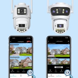 BESDER 15MP Wifi IP Camera PTZ 10MP Three Screen 180° Wide Angle Outdoor Auto Tracking 8MP CCTV Security Protection O-Kam Pro