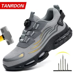 Botones Giratorios Zapatos De Seguridad Masculinos, Zapatos De Trabajo, Botas De Seguridad Anticoagulantes Tactical Boots