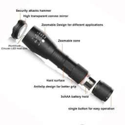 High Power T6 LED Flashlights Camping Torch 5 Light Modes Zoom Light Aluminum Alloys Waterproof Material External 18650 Battery