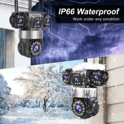20MP 4 Lenses WiFi Security Camera 360 PTZ Outdoor Wireless 16X Zoom 3 Screen IR Night Vision Auto Tracking Waterproof CCTV Cam
