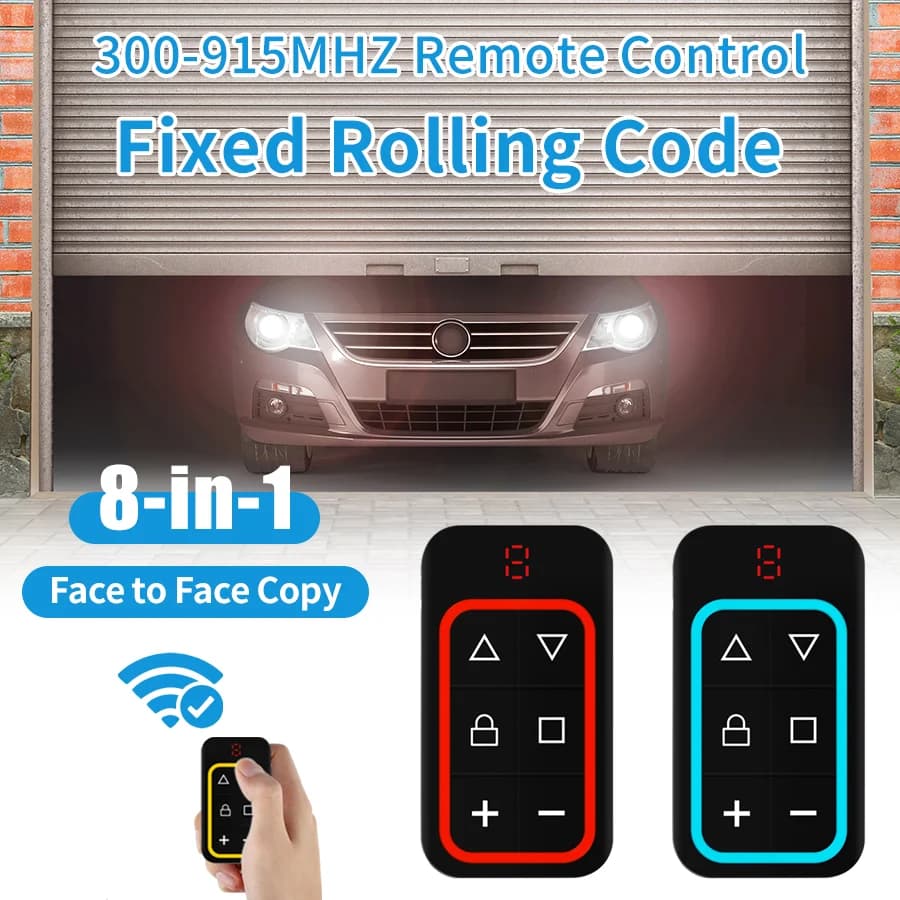 Rechargeable Eight Channel Multi Frequency Garage Door Copying Wireless Remote Control 300-915 MHz Door Key Copier Universal