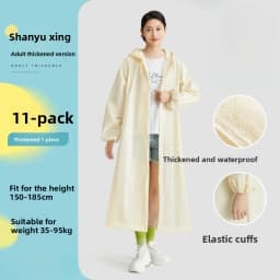 Reusable EVA Adult Raincoat - Thickened, Extended Length, Portable One-Piece for Outdoor Hiking and Travel