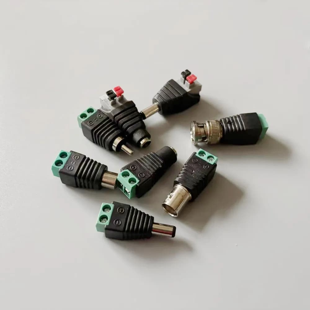 DC Power Jack Plug Adapter Barrel Connector Male Female 5.5*2.1 DC BNC RCA Plug Terminal AV Plug Socket Cable Adapter