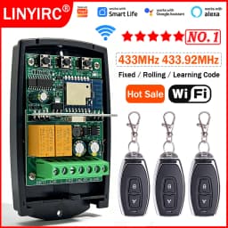 Universal Works With Tuya 433MHz 433.92MHz Fixed Rolling Code Garage Door Opener Gate Receiver Remote Control Smart Switch Relay