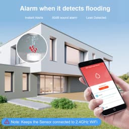 ONENUO WiFi IP55 Waterproof Water Leak Detector Tuya Water Flood Alarm Sensor with 80dB Sound Smart Life APP Remote Control