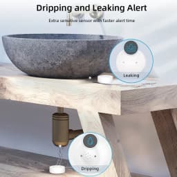 ONENUO WiFi IP55 Waterproof Water Leak Detector Tuya Water Flood Alarm Sensor with 80dB Sound Smart Life APP Remote Control