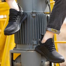 Men's Safety Shoes Anti- Crush Steel Toe Puncture Resistant Kevlar Lightweight Breathable Upper Slip-On Work Shoes