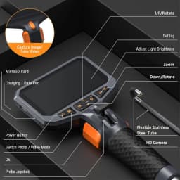 TESLONG TD450S 4.5 Inch Screen Articulating Borescope 1080P Two Way 360° Steering Endoscope Camera with 32GB TF Card