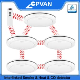 CPVAN Interlinked Smoke Detector & Heat Alarm & Carbon Monoxide Alarm Detector 10 Year Battery TÜV Certified Wireless Fire Alarm