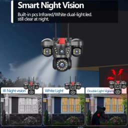 20MP 4 Lens Home Security WiFi Camera Outdoor 10K Wireless 4 Screen 16X Zoom PTZ 360° Surveillance Cameras Auto Motion Detection