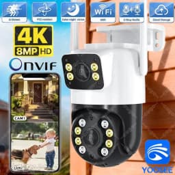 4K 8MP Wireless Security WIFI Camera Dual Lens Outdoor External Wifi PTZ Cameras Auto Tracking Street Surveillance IP Cam Yoosee