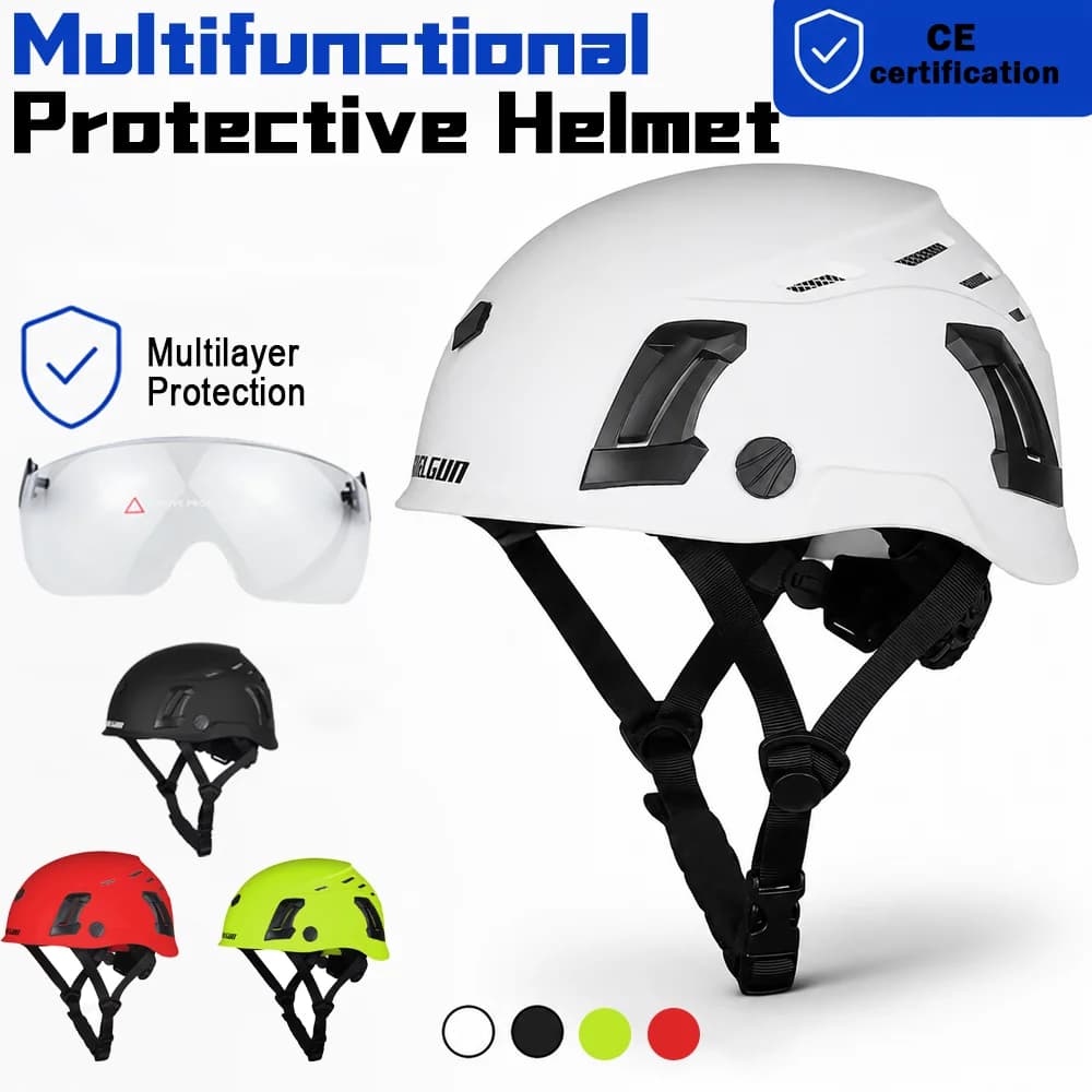 WALGUN K202 CE Construction Safety Helmet with Goggles Reflective Stickers for Industrial Work Engineer Cap Protective Helmets