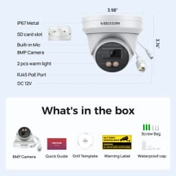 VIKYLIN 5/8MP HD IP Security Camera Poe 4K Full Color Audio Fixed Camera Human Vehicle Detection Support SD Storage ONVIF IP67