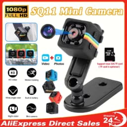 SQ11 Mini 1080P HD IP Camera 30fps Sports DV Camcorder - Outdoor Indoor Security Surveillance with Night Vision Video Recorder