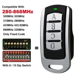 Compatible with 300MHz 303MHz 315MHz 330MHz 433MHz 868MHz with 8 / 10 dip switches Multi-frequency 280-868MHz Remote Controller