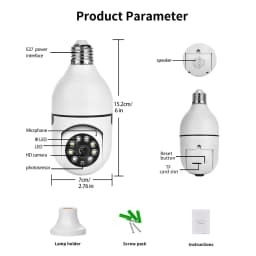 E27 Bulb WiFi Camera PTZ Night Vision Full-Color HD Automatic Tracking CCTV Baby Monitor 1080P Security Camera ICSEE XMEYEY