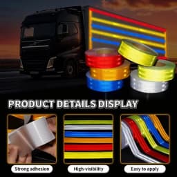 450/250/50CM DOT-C2 Reflective Car Stickers Outdoor Waterproof Warning Tapes White Red Blue Yellow PET Reflectors Safety Strip
