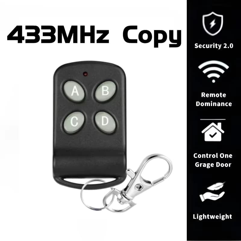 433Mhz RF Garage Door Remote Control Duplicator 4 Keys Fixed Code Grabber Clone Gate Key Fob Command Hand Transmitter