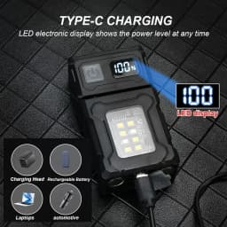 Portable LED COB Flashlight Rechargable Lantern Portable Side COB Torch with Hat Clip Torch for Outdoor Camping Emergency Lamp