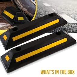 Heavy-Duty Parking Blocker, Heavy-Duty Rubber Parking Blocker with Yellow Stripe Device Ensures Vehicle Stability, Suitable for Garage and Outdoor Use.
