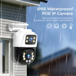 Hiseeu Dual Lens 3MP+3MP POE IP PTZ Camera Waterproof Outdoor Home Security POE Camera Two-way Voice Dual Screen Camera