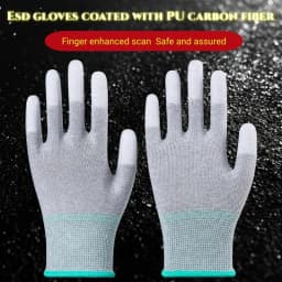 10 Pairs ESD Safety Work Gloves with Coated Fingertips for Electronics Maintenance, High Quality,