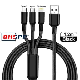 3 IN 1 USB Cable Micro USB Type C Charger Cable Multi Usb Port Fast Charging Cord For iPhone 11 12 13 Pro Max Xiaomi Samsung
