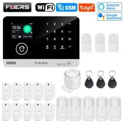 FUERS Alarm System Smart Home WIFI GSM Security Alarm Host Ant-theft with Door Motion Sensor Tuya Smart App control work Alexa