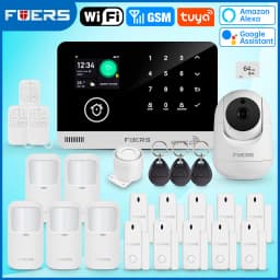 FUERS Alarm System Smart Home WIFI GSM Security Alarm Host Ant-theft with Door Motion Sensor Tuya Smart App control work Alexa