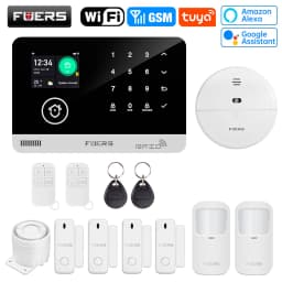 FUERS Alarm System Smart Home WIFI GSM Security Alarm Host Ant-theft with Door Motion Sensor Tuya Smart App control work Alexa