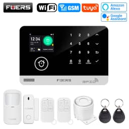 FUERS Alarm System Smart Home WIFI GSM Security Alarm Host Ant-theft with Door Motion Sensor Tuya Smart App control work Alexa