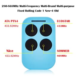 4-Channel Multi-Frequency 280MHz to 868MHz Learning Code Feature Command Garage Door Opener Remote Control Duplicator