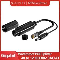 Waterproof 1000Mbps POE Splitter 48V to 12V IEEE 802.3af/at Adapter for Outdoor IP Camera CCTV Security System