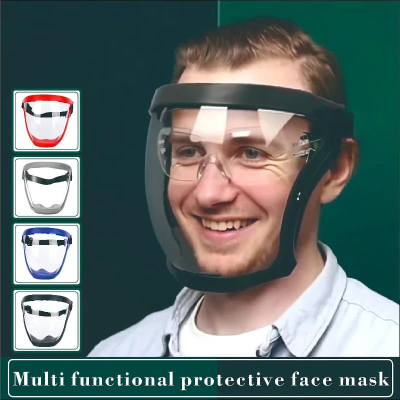 Adjustable Full-Face Protective Mask with Ventilation, Durable Plastic Safety Mask, Transparent Panel & Elastic Strap