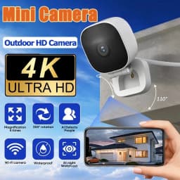 4K HD Mini Wireless Camera Wide-angle Webcams Indoor Monitoring APPWith Night Version 2-way Audio IP65 Waterproof Camera 2026