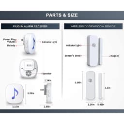 HTZSAFE Wireless Door/Window Sensor Alarm System-200 Meters Transmission Range-35 Optional Melodies & 4 Adjustable Volume