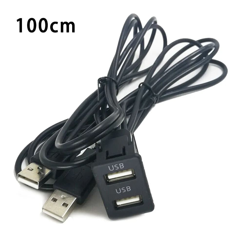 Universal Car Dash Flush Mount USB Port Panel Auto Boat 100cm Extension Cable Adapter For Toyota For Mitsubishi