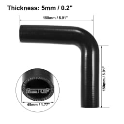 UXCELL 90 Degree 9.5/11/13/16/19/22/25/28/32/35/40/45/48/54MM Elbow Silicone Hose Coupler Intercooler Tube 150*150MM Black