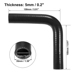 UXCELL 90 Degree 9.5/11/13/16/19/22/25/28/32/35/40/45/48/54MM Elbow Silicone Hose Coupler Intercooler Tube 150*150MM Black