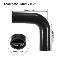 UXCELL 90 Degree 9.5/11/13/16/19/22/25/28/32/35/40/45/48/54MM Elbow Silicone Hose Coupler Intercooler Tube 150*150MM Black
