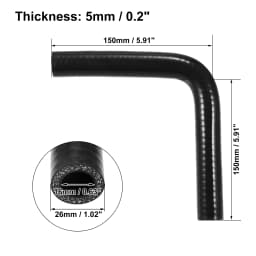 UXCELL 90 Degree 9.5/11/13/16/19/22/25/28/32/35/40/45/48/54MM Elbow Silicone Hose Coupler Intercooler Tube 150*150MM Black