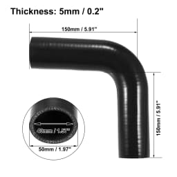 UXCELL 90 Degree 9.5/11/13/16/19/22/25/28/32/35/40/45/48/54MM Elbow Silicone Hose Coupler Intercooler Tube 150*150MM Black