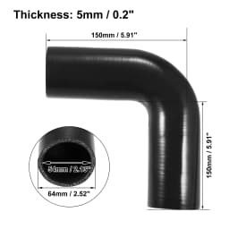 UXCELL 90 Degree 9.5/11/13/16/19/22/25/28/32/35/40/45/48/54MM Elbow Silicone Hose Coupler Intercooler Tube 150*150MM Black