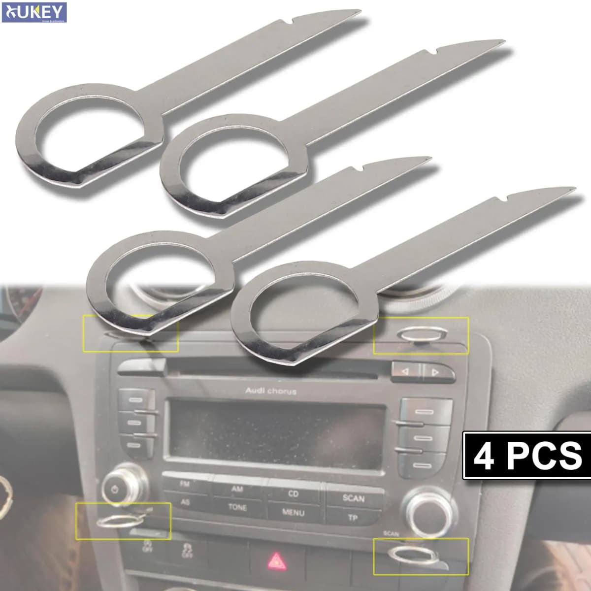 4x For Ford VW Tourareg Audi Skoda Mercedes Benz CD Stereo Radio Removal Extractor Key Release Pin Install Tool Car Accessories