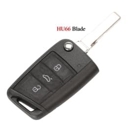 Jingyuqin Remote Car Key Case Shell For Volkswagen VW Golf 7 Beetle Jetta Bora Passat Polo Tiguan 3 Button Chrome HU66 HU162T